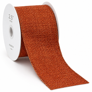 2.5" x 10yd Rust Tweed Glitter Ribbon