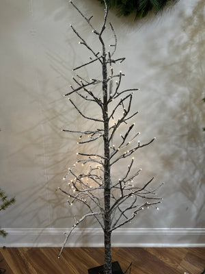 5" Brown Frosted Tree with LED Lights