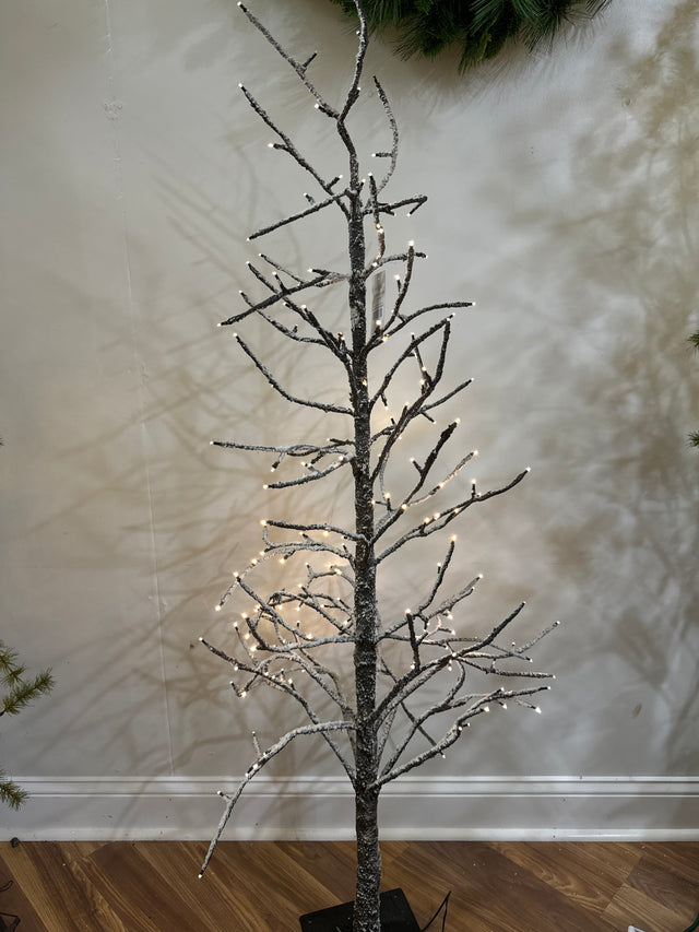 5" Brown Frosted Tree with LED Lights