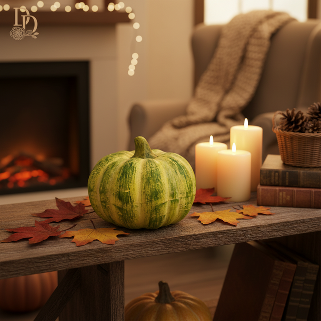 3" Green Round Ceramic Pumpkin