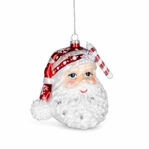 6.25" Glass Santa Face Ornament