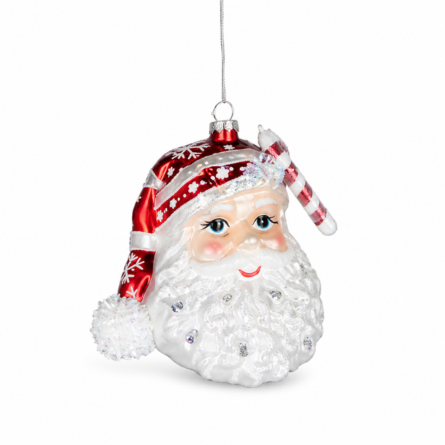6.25" Glass Santa Face Ornament