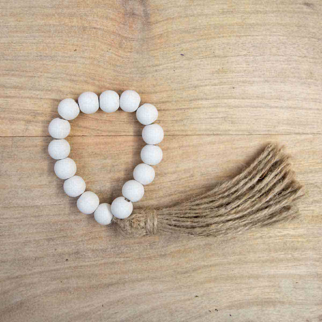 4.75"  Farmhouse Beaded Napkin Ring | White & Natural