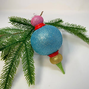 6" Multi Color Glitter Onion Finial Ornament