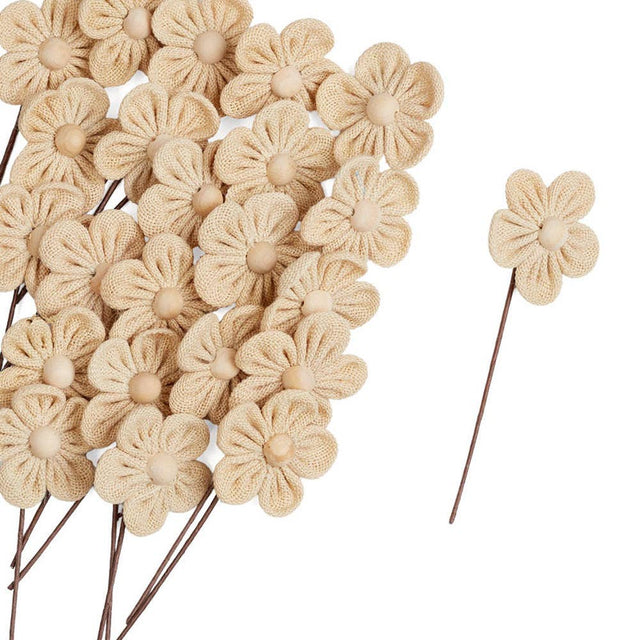 7" Natural Burlap Daisy Pick