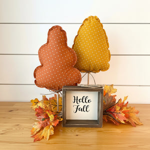 12.5" Autumn Fall Harvest Tree Set of 2 | Leafy & Cone Shapes