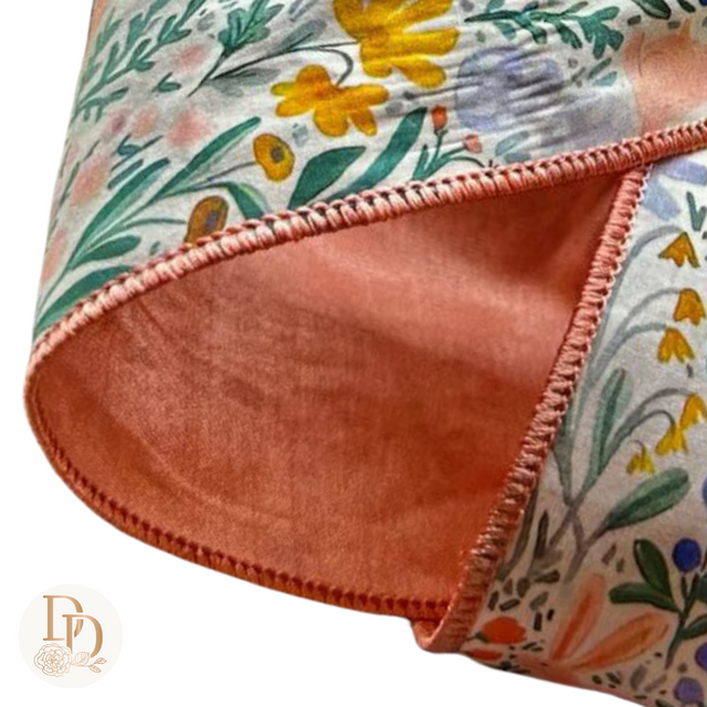 4" Cream | Peach | Blue Watercolor Floral Bunny Ribbon- 10 Yards