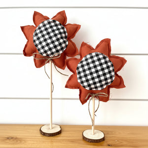 13"/10" Fall Sunflower Set of 2 | Rust, Black, White