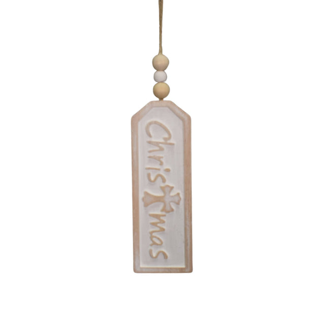 8" Wooden Whitewash | "Christmas" | Tag Ornament