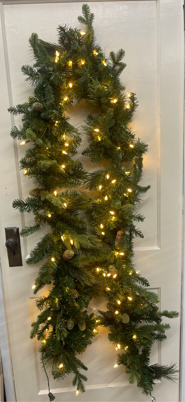 9' x 14" LED Prelit Emerald Mixed Fir Artificial Garland