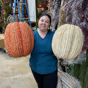 19.5" or 27.5" Orange Basket Weave Pumpkin