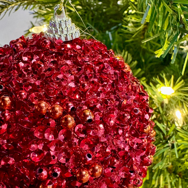 4" Dazzling Sequin/Bead Ball | Red