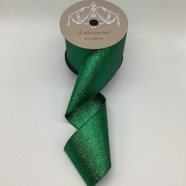 4" x 10YDS Green Glitter Double-Sided Non-Shedding Ribbon