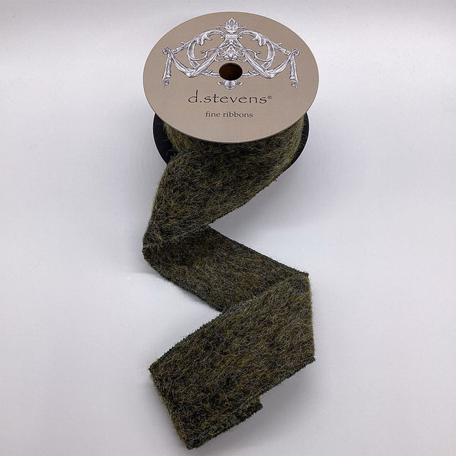 2.5" x 5yd Faux Fuzzy Wool Ribbon – Moss