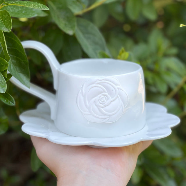 Alba Rose Ceramic Mug and Saucer