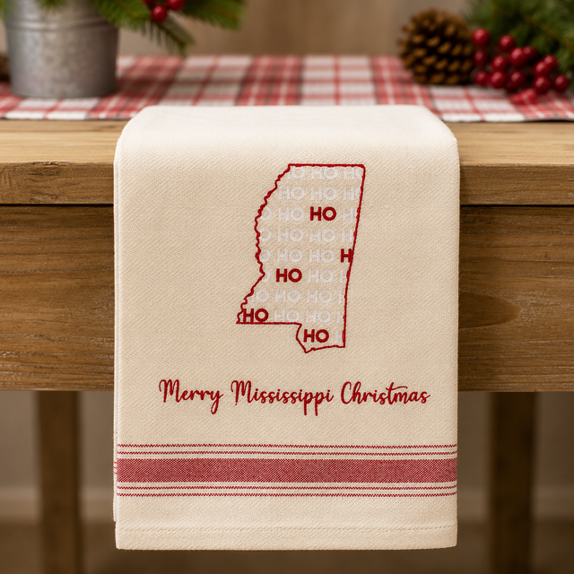 Merry Mississippi Christmas Hand Towel 28"x28"