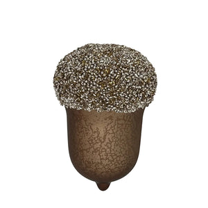 5.625 inch Brown Glass Acorn Ornament with Beaded Top