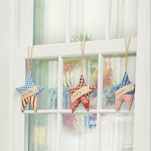 6" Patriotic Cottage Star Ornaments Set of 3