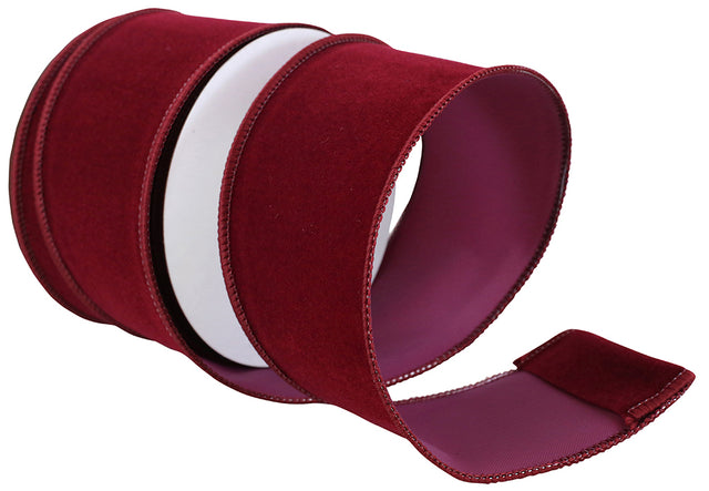 Burgundy Velvet Outdoor Wired Edge Ribbon, 2-1/2 Width, 10 Yards