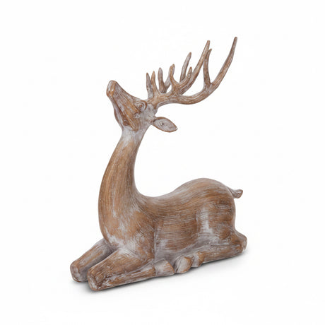 14.5 inch Natural Wood Resin Deer Laying