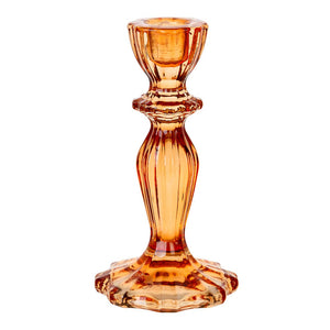 6.3" Orange Glass Candlestick Holder