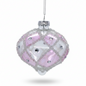 4" Pink Glass Ice Jewel Ornament