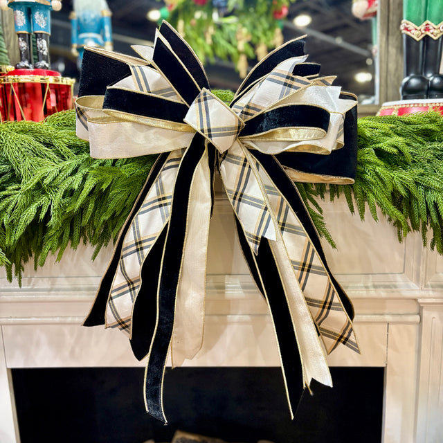 Midnight Glamour Christmas Bow | 20" Handtied Designer Bow