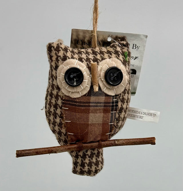 5.5" Plaid Owl Ornament | Set of 3