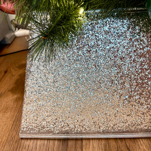 10 x 19" Silver Glittered Square Tree Skirt