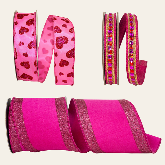 Valentines Day Decor Wired Ribbon Bundle