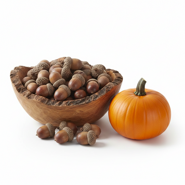 Bag of 75 Cream Wood Acorns