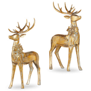 16.75 inch Aged Gold Deer with Bow, Two Styles