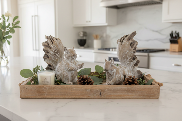 Whitewashed Resin Squirrels