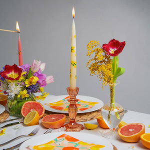 6.3" Orange Glass Candlestick Holder