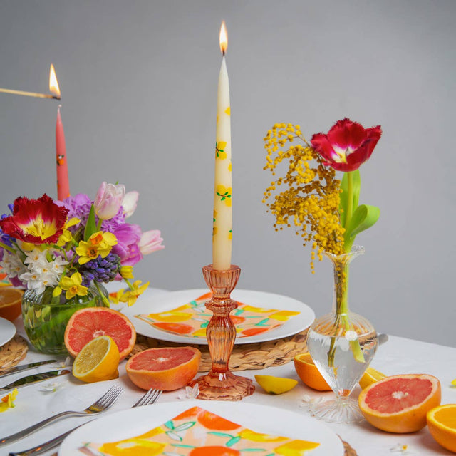 6.3" Orange Glass Candlestick Holder