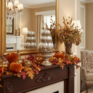 15.25" Silver Resin 3 Stack Pumpkins in Urn