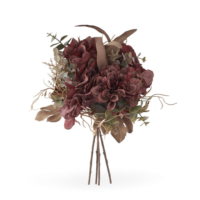 14" Burgundy Faux Dried Floral Bundle with 4 Stems