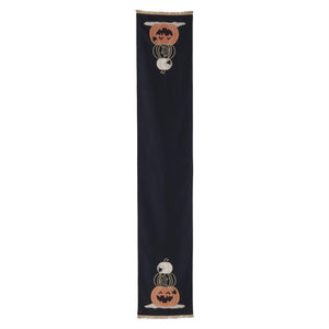 27" Black Halloween Jack O’ Lantern Stitched Table Runner