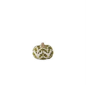 3.5" Cream & Green Foliage Knit Pumpkin