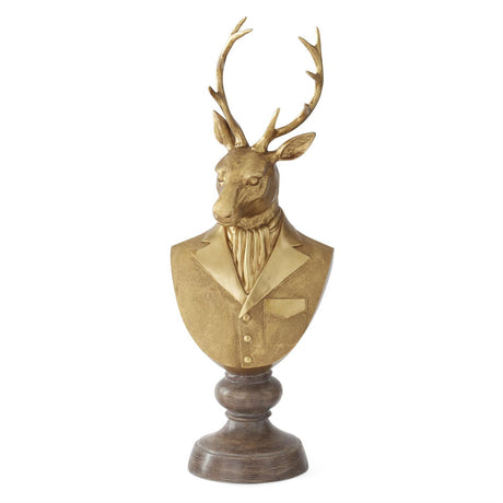 22 inch Gold Resin Formal Attire Deer Bust