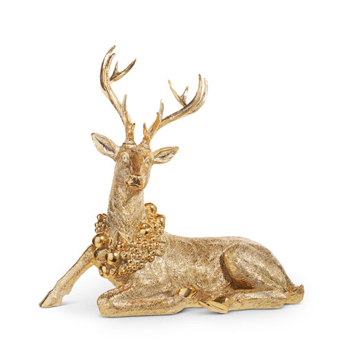 22.5" Gold Deer Laying with Wreath