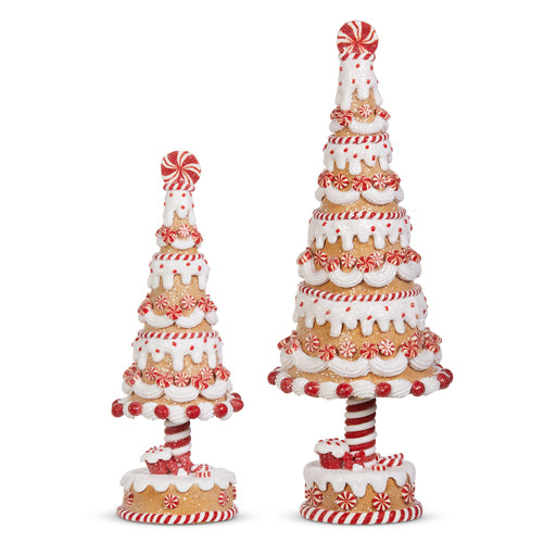 15" Gingerbread & Peppermint Trees | Set of 2