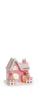 5" Pink Lighted Village Ornament