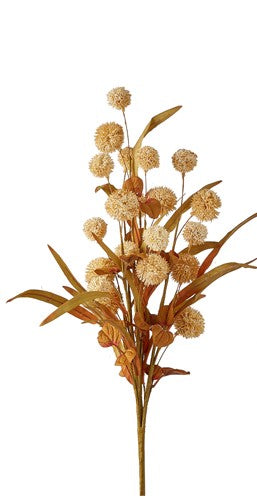 20.5" Beige Pom Pom Bush