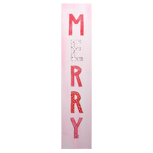 42" Pink|Red "Merry" Porch Sign