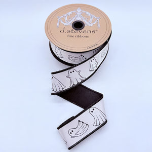 1.5" x 10yd Satin Halloween Ghosts Ribbon