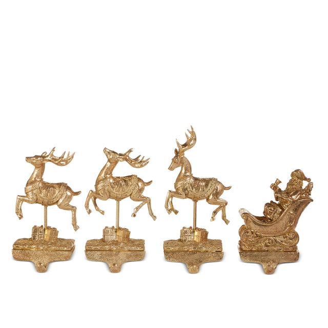 10.5" Santa and Reindeer Stocking Holders Set