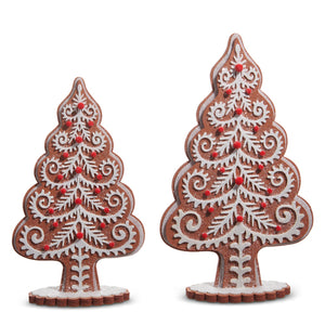 17.75" Felt Gingerbread Trees | Set of Two