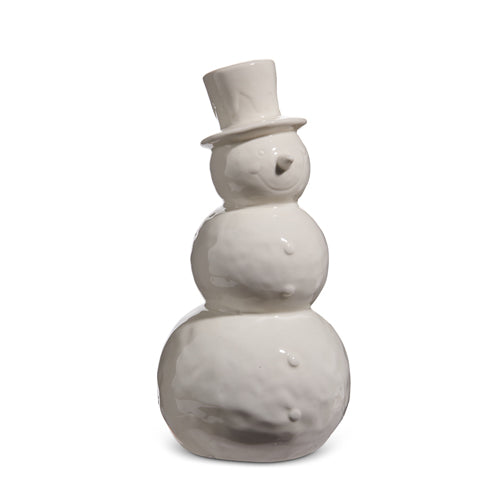 13.5"/10.5" White Glazed Snowman | Two Sizes Available
