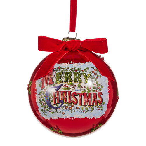5" Antique "Merry Christmas" Ball Ornament | A Nostalgic Holiday Treasure
